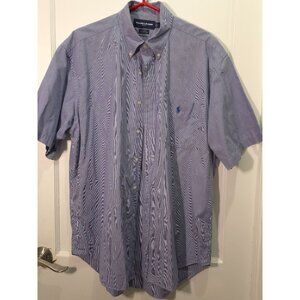 Ralph Lauren Golf Tilden Men's Shirt L Blue Check Button-Down Short Sleeve
